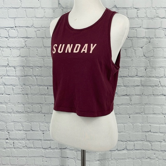 Cropped Gym Workout Yoga Burgundy Sunday Candy F21 Forever 21 Tank Top - Picture 1 of 7